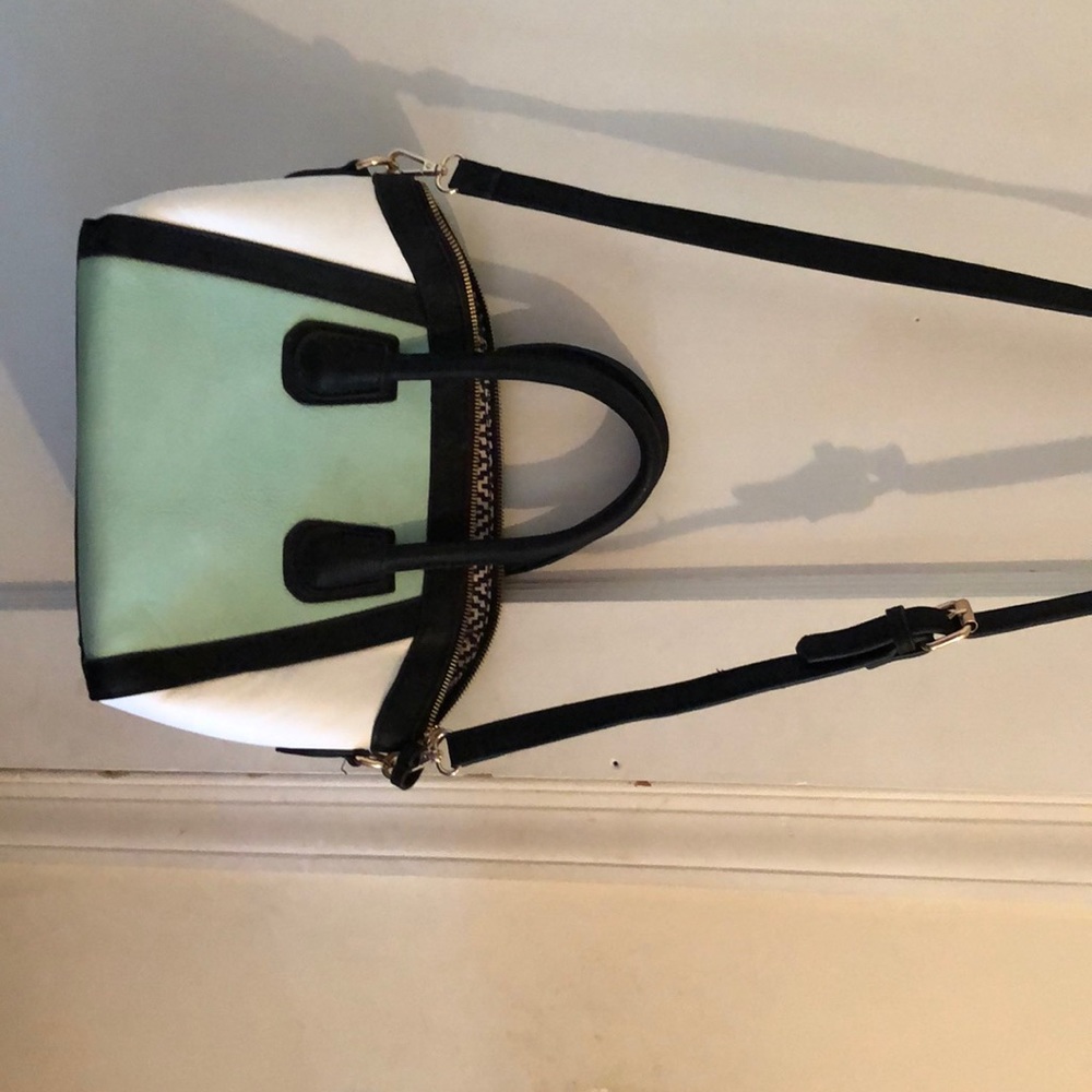 Sea foam and white over the shoulder purse